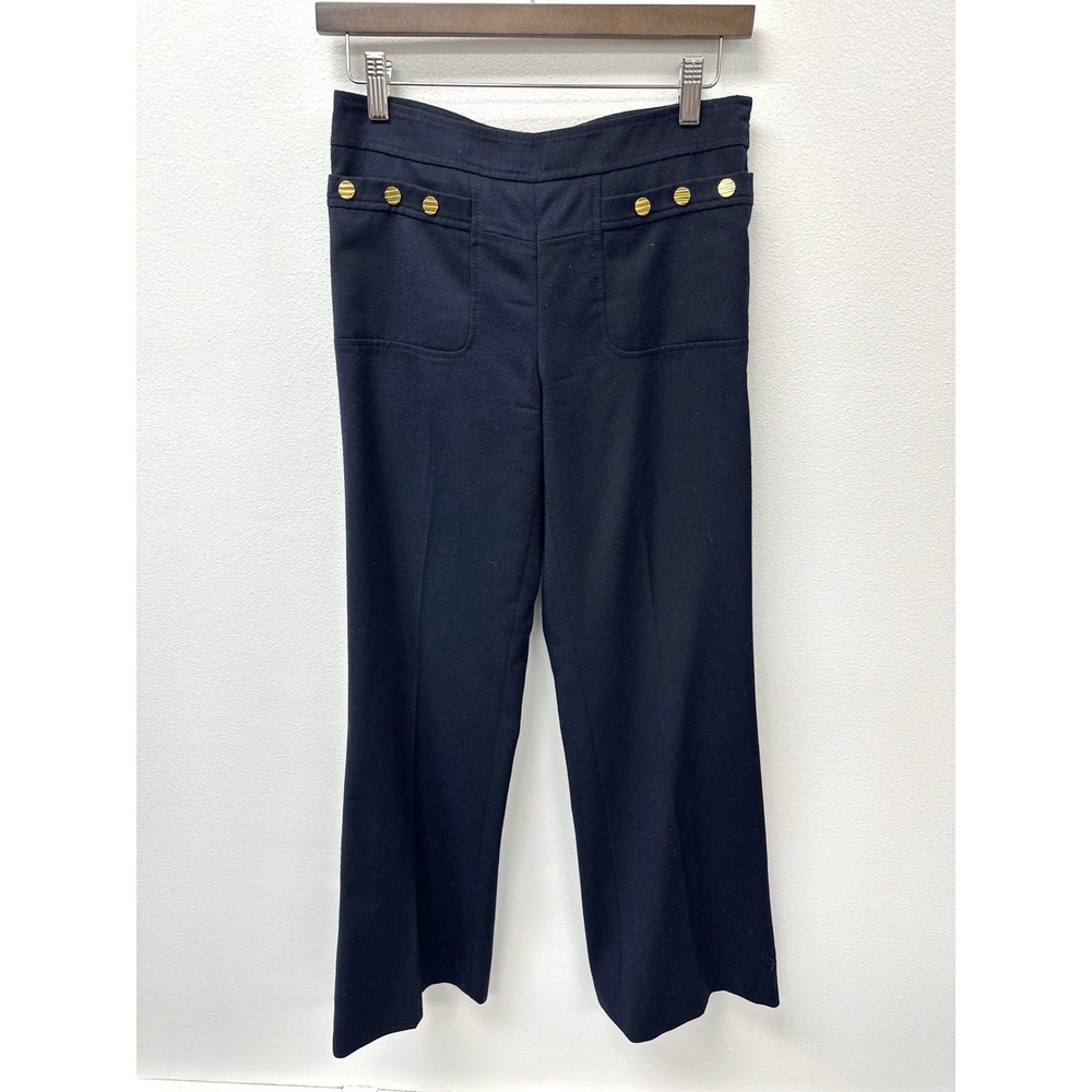 Tory Burch Wool Sailor Style Wide Leg Pants Navy 2